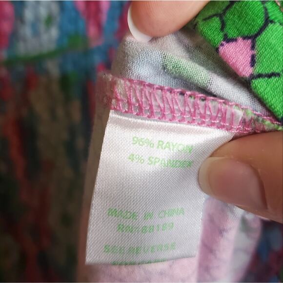 LILLY PULITZER 'SHOW ME SOME SKIN' PRINT 3/4 LENGTH SLEEVES TUNIC TOP PINK BLUE - Picture 13 of 16